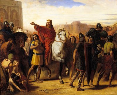 Triomfantelijke intocht van koning Clovis I in Tours in 508 door Joseph Nicolas Robert Fleury