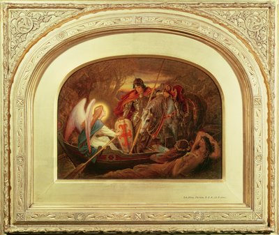 Hoe een engel Sir Galahad over Dern Mere roeide door Joseph Noel Paton