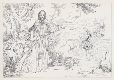 Shakespeares De Storm, Acte I, Scene 2 door Joseph Noel after Paton