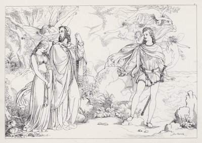 Shakespeares De Storm, Acte I, Scene 2 door Joseph Noel after Paton