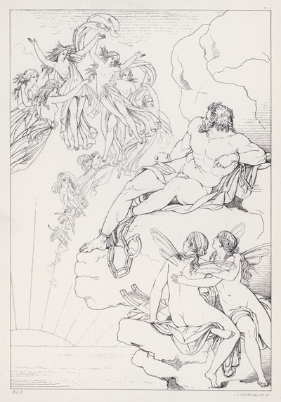 Shelleys Prometheus Ontketend, Acte I door Joseph Noel after Paton