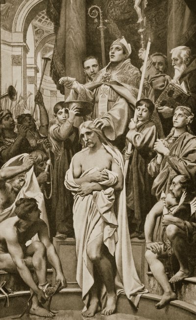 De doop van Clovis, Reims, 496 AD, illustratie uit 
