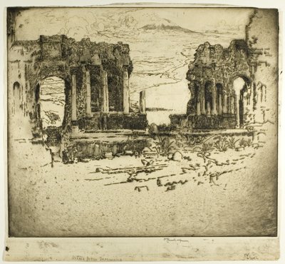 Aetna vanuit Taormina door Joseph Pennell
