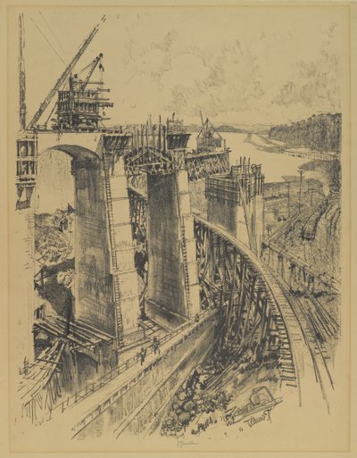 Toegangen tot Gatun Lock, 1912 door Joseph Pennell