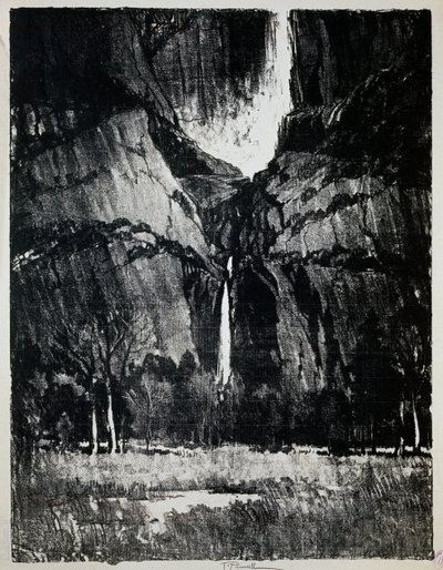 Aan de voet van de waterval, door Joseph Pennell (gravure) door Joseph Pennell