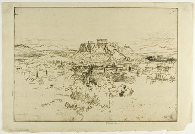 Athene vanaf de Lybacettusberg door Joseph Pennell
