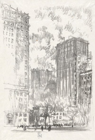 Battery Park, nr. 1 in Iconophile Club Collectie door Joseph Pennell