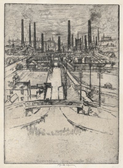 Birmingham vanaf Granlley Hill door Joseph Pennell
