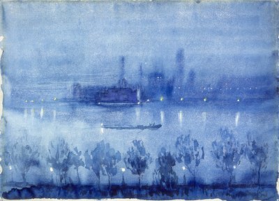 Blauwe nacht, Londen door Joseph Pennell