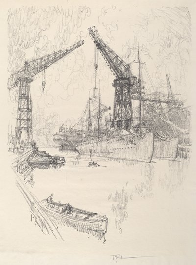Torpedobootjagers bouwen door Joseph Pennell