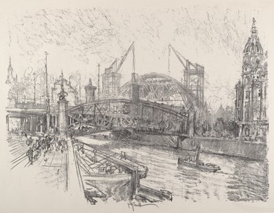 Bouw van het Freidrich-Strasse Station door Joseph Pennell