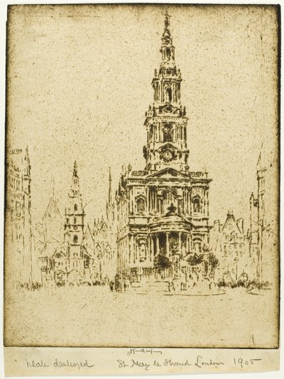 Kerk van Saint Mary-le-Strand door Joseph Pennell