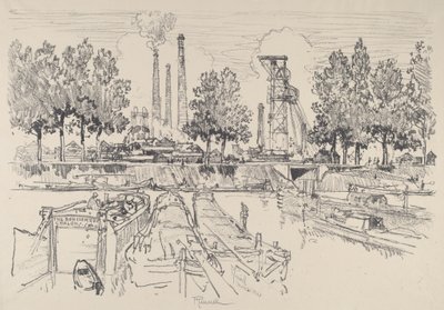 Koolmijnen, Monceau, Frankrijk door Joseph Pennell