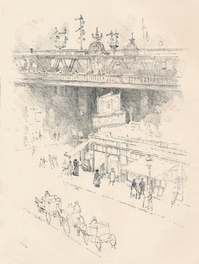 Hoek van Villiers Street, Charing Cross, 1896 door Joseph Pennell