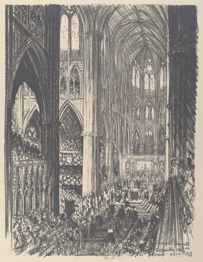 Kroning van koning George V en koningin Mary in Westminster Abbey, 1911 door Joseph Pennell