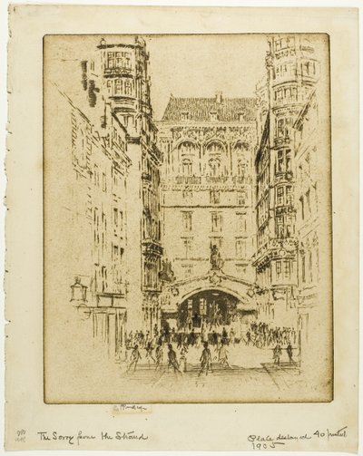 Ingang van het Savoy Hotel door Joseph Pennell