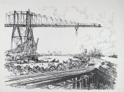 Frans Kanaal en Amerikaanse Kranen door Joseph Pennell