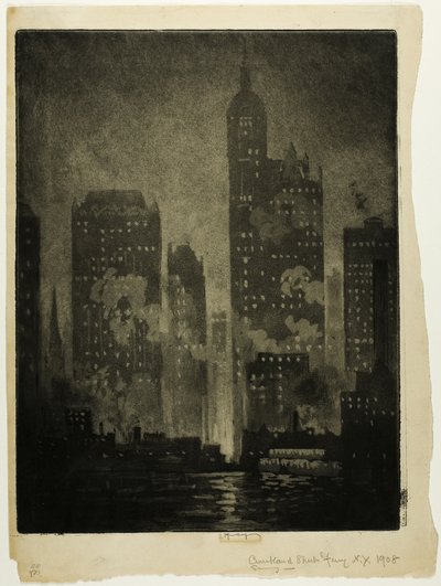 Van veerboot Courtlandt Street door Joseph Pennell