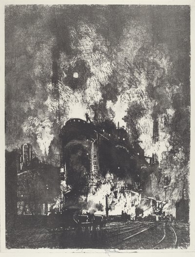 Ovens bij nacht door Joseph Pennell