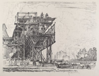 Gasfabrieken vanaf het Kanaal, Berlijn door Joseph Pennell