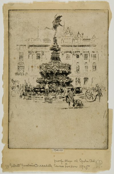 Gilberts Monument, Piccadilly Circus door Joseph Pennell