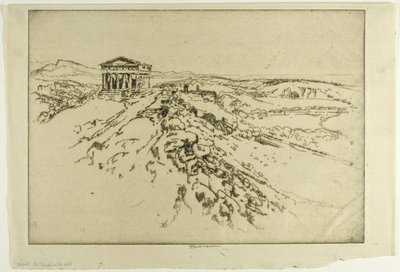 Girgenti, de tempel op de muur door Joseph Pennell