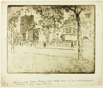 Huis waar Whistler stierf door Joseph Pennell