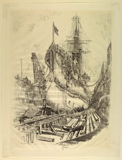 In het Droogdok door Joseph Pennell