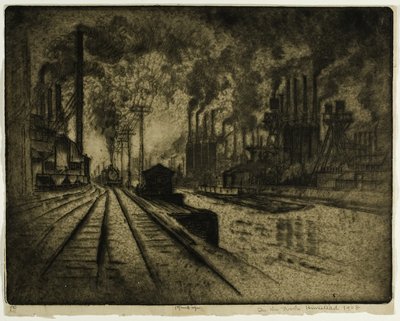 In de werken, Homestead door Joseph Pennell