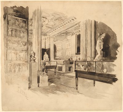 Interieur, Fitzwilliam Museum door Joseph Pennell