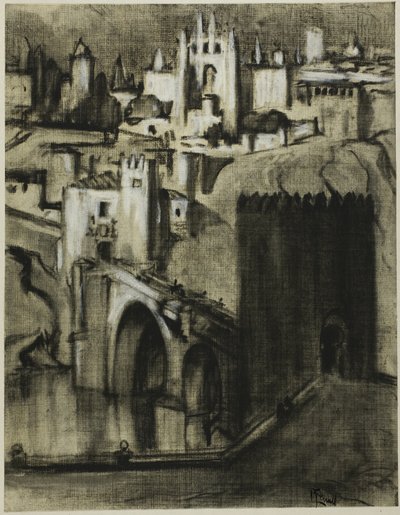 Het zijn rijstroken met paleizen rond de helling, Toledo door Joseph Pennell