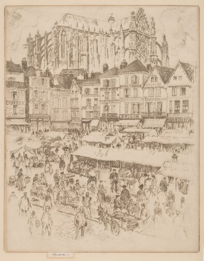 Het Plein, Beauvais door Joseph Pennell
