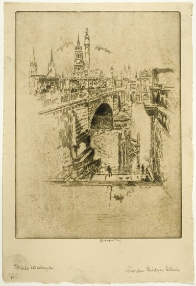 London Bridge Trappen door Joseph Pennell