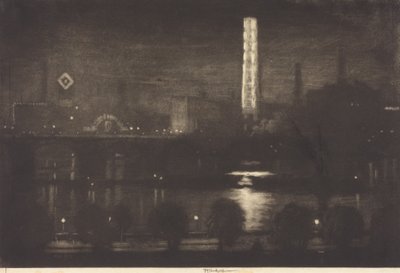 Londense nacht, whisky en thee door Joseph Pennell