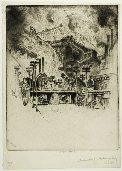 Hoofdstraat, Mahanoy City door Joseph Pennell