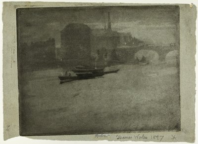 Mist op de Theems door Joseph Pennell