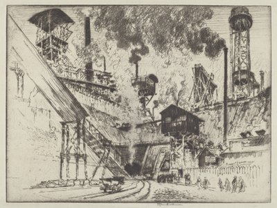 Mond van de mijn, Ruhrort bij Oberhausen door Joseph Pennell