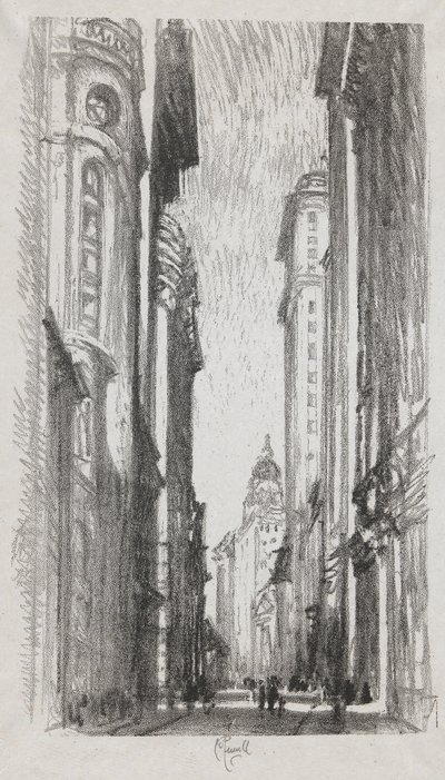Nassau Street, #5 in Iconophie Club Collectie door Joseph Pennell