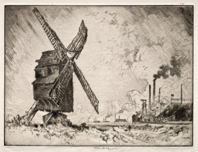 Oude en Nieuwe Molens, Valenciennes, Frankrijk door Joseph Pennell