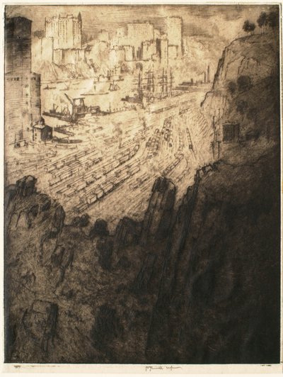Palisades en paleizen, New York door Joseph Pennell
