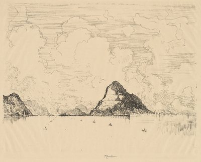 Panama: Ingang van het kanaal vanaf de Stille Oceaan, 1912 door Joseph Pennell