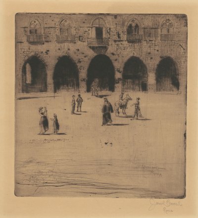 Plazza del Comune, Pistoia door Joseph Pennell
