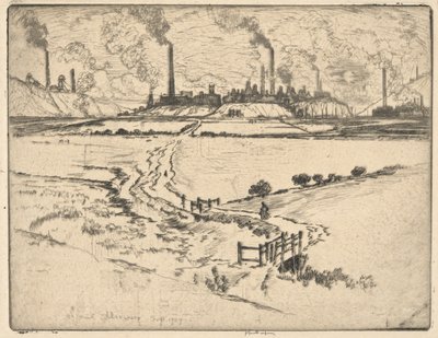Potlands, Longport, Sept. 1909 door Joseph Pennell