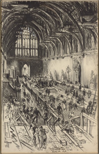 Voorbereidingen voor de Lijkstaat van Edward VII door Joseph Pennell