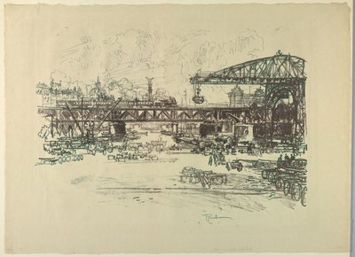 Treinstation, Berlijn door Joseph Pennell