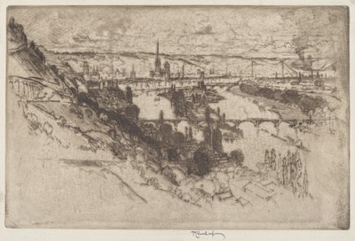 Rouen, vanaf Bon Secours door Joseph Pennell