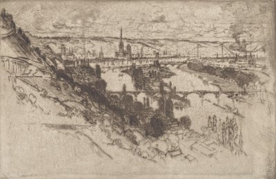 Rouen, vanaf Bon Secours, 1907 door Joseph Pennell