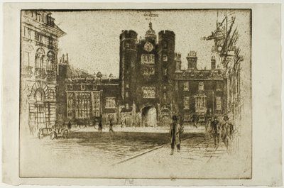 Sint-Jacobspaleis, vanaf Sint-Jacobsstraat door Joseph Pennell