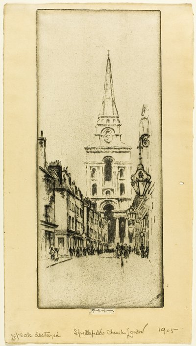 Spitalfields Kerk door Joseph Pennell