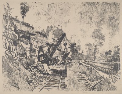 Stoomschop aan het werk in Culebra Cut door Joseph Pennell
